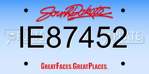 IE87452 South Dakota License Plate