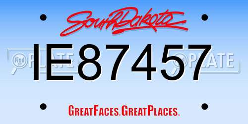 IE87457 South Dakota License Plate