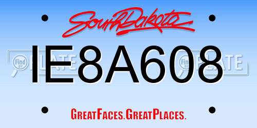 IE8A608 South Dakota License Plate