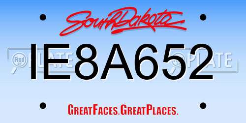 IE8A652 South Dakota License Plate