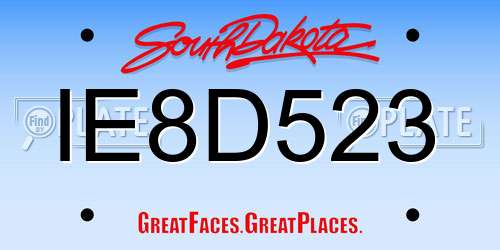 IE8D523 South Dakota License Plate