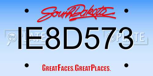 IE8D573 South Dakota License Plate