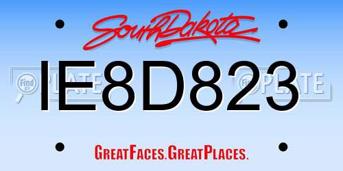 IE8D823 South Dakota License Plate