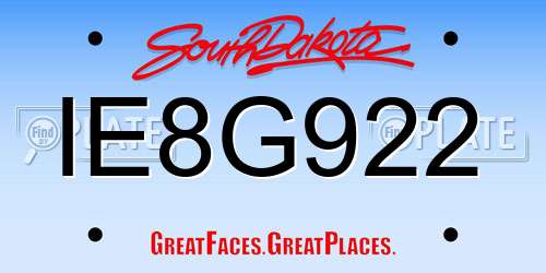 IE8G922 South Dakota License Plate
