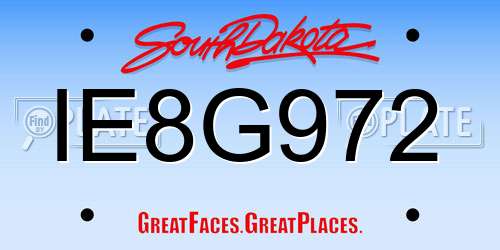 IE8G972 South Dakota License Plate