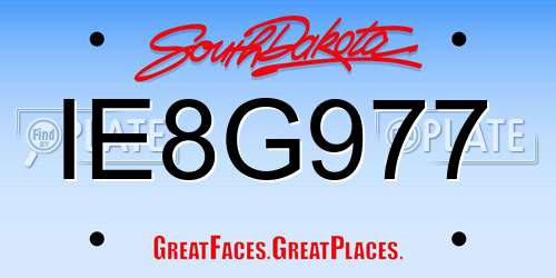IE8G977 South Dakota License Plate