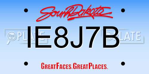 IE8J7B South Dakota License Plate