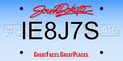 IE8J7S South Dakota License Plate