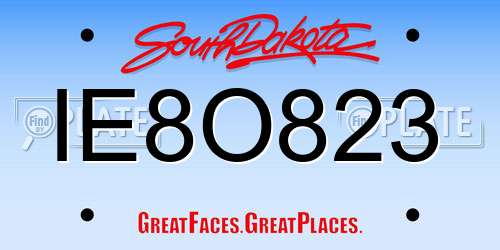 IE8O823 South Dakota License Plate