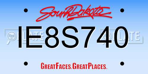 IE8S740 South Dakota License Plate