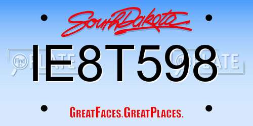 IE8T598 South Dakota License Plate