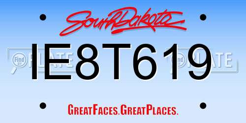 IE8T619 South Dakota License Plate