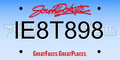IE8T898 South Dakota License Plate
