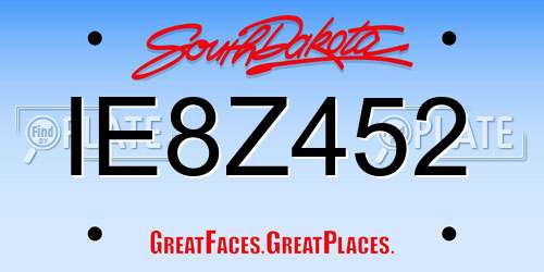 IE8Z452 South Dakota License Plate