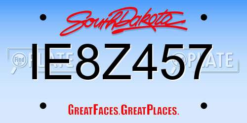 IE8Z457 South Dakota License Plate