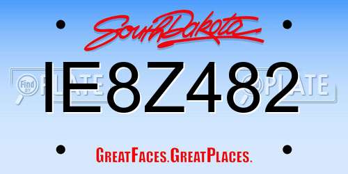 IE8Z482 South Dakota License Plate