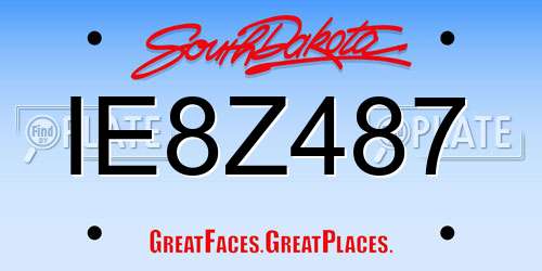 IE8Z487 South Dakota License Plate