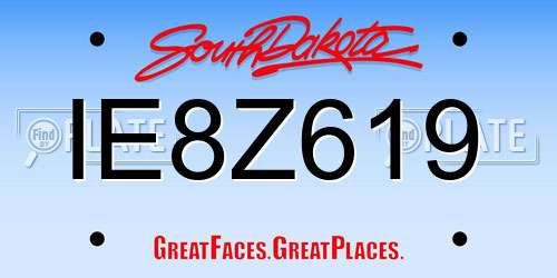 IE8Z619 South Dakota License Plate