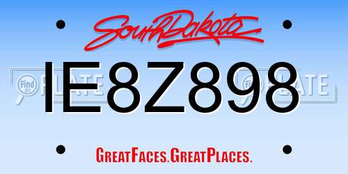 IE8Z898 South Dakota License Plate