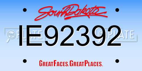 IE92392 South Dakota License Plate