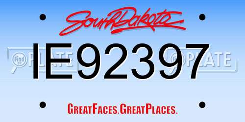 IE92397 South Dakota License Plate