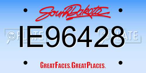IE96428 South Dakota License Plate