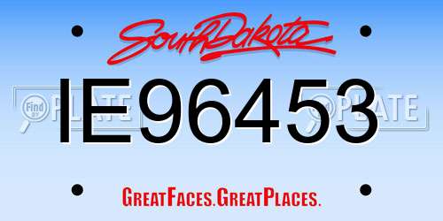 IE96453 South Dakota License Plate