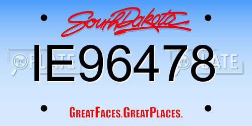 IE96478 South Dakota License Plate