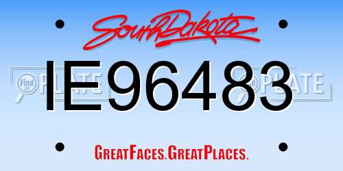 IE96483 South Dakota License Plate