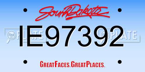 IE97392 South Dakota License Plate