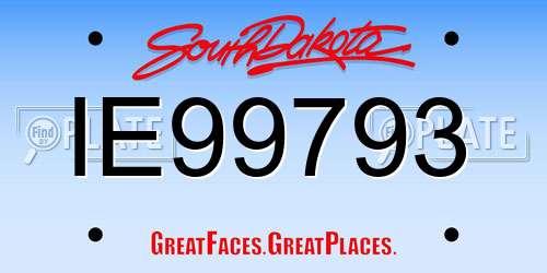 IE99793 South Dakota License Plate