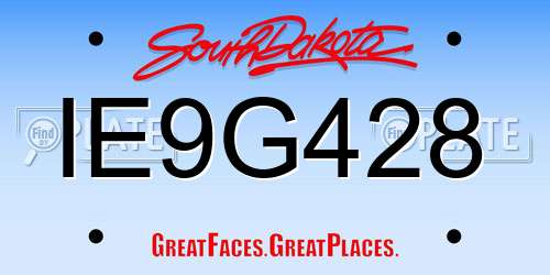IE9G428 South Dakota License Plate