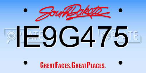 IE9G475 South Dakota License Plate