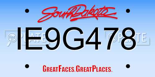 IE9G478 South Dakota License Plate