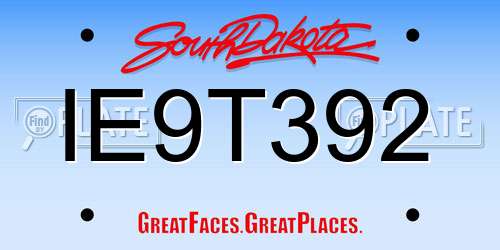IE9T392 South Dakota License Plate