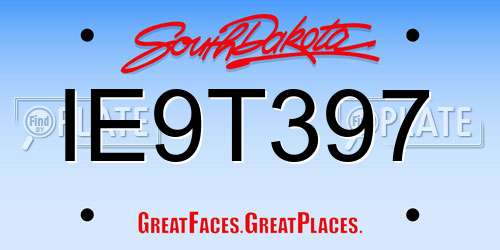IE9T397 South Dakota License Plate