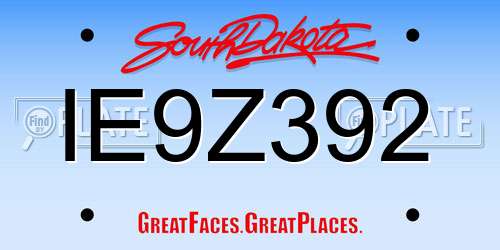 IE9Z392 South Dakota License Plate