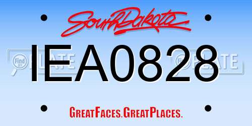 IEA0828 South Dakota License Plate