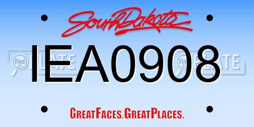 IEA0908 South Dakota License Plate
