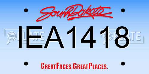 IEA1418 South Dakota License Plate