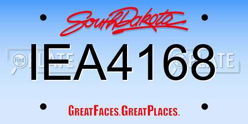 IEA4168 South Dakota License Plate