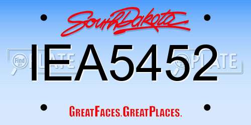 IEA5452 South Dakota License Plate