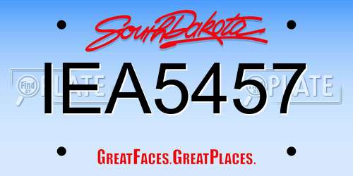 IEA5457 South Dakota License Plate