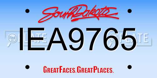 IEA9765 South Dakota License Plate