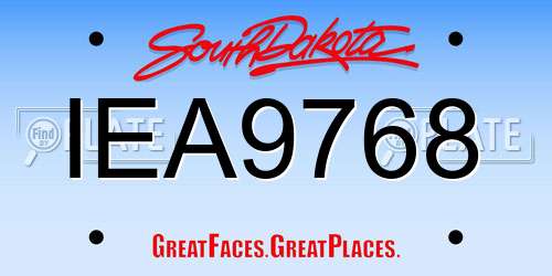 IEA9768 South Dakota License Plate