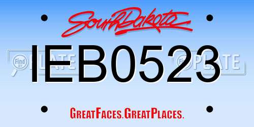 IEB0523 South Dakota License Plate