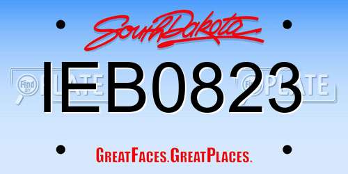 IEB0823 South Dakota License Plate