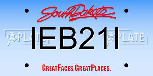 IEB21I South Dakota License Plate