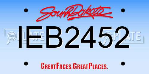 IEB2452 South Dakota License Plate
