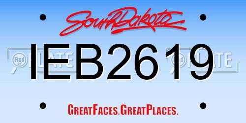 IEB2619 South Dakota License Plate